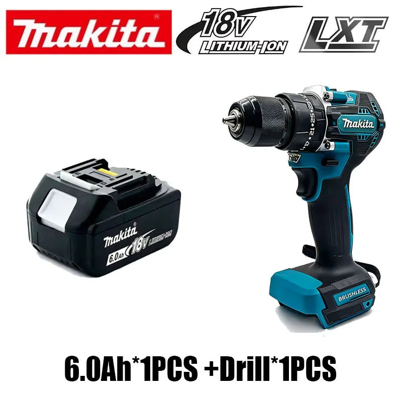 Genuine Makita 18V 6Ah 5Ah Rechargeable Battery for Makita Power Tools Li-ion Replacement 18v Battery+charger+Electric Drill