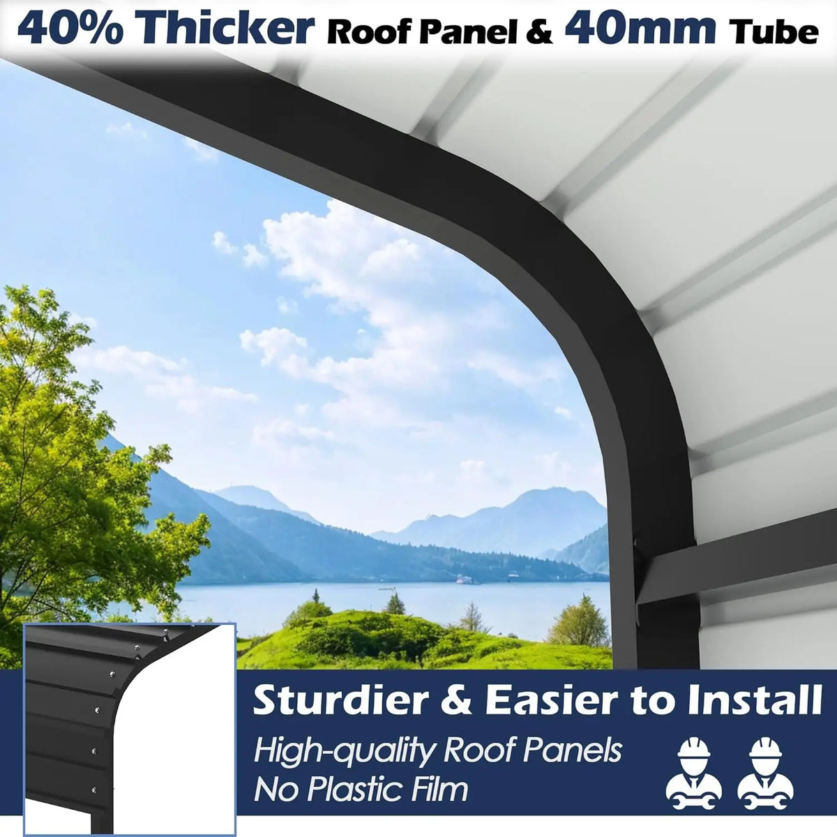 Metal Carport, Heavy Duty Carport Canopy with Galvanized Steel Frame and Roof, Outdoor Storage Shed, Car Tent, Customized