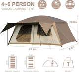 4-6 Person Large Camping Tent with 3 Doors 2 Rooms, Double Layer Waterproof, Portable for Outdoor Hiking Backpacking