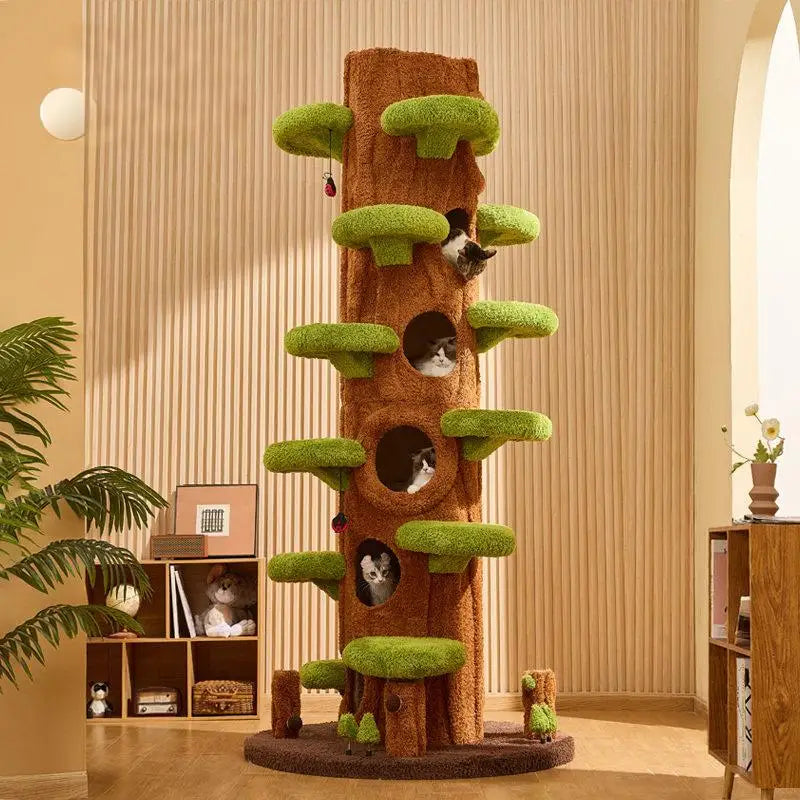 Luxury Modern Tall Large Cat Tree with Scratching Bed Hammock Removable Mats Heavy Duty Carton Packaging 90.55in Cat Furniture