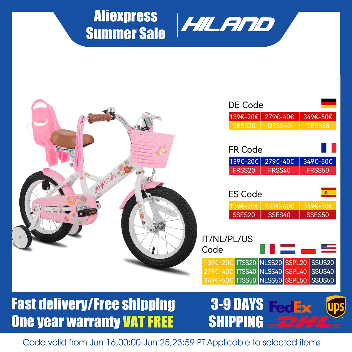 JOYSTAR Little Daisy Kids Bike for Girls Ages 2-7 Years, Bikes with Doll Bike Seat & Streamers,Bikes with Flag & Number Plate