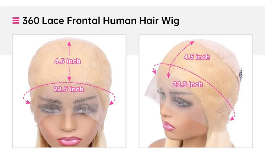 38 Inches 220 Density 360 Lace Frontal Wigs Straight Lace Frontal Wig