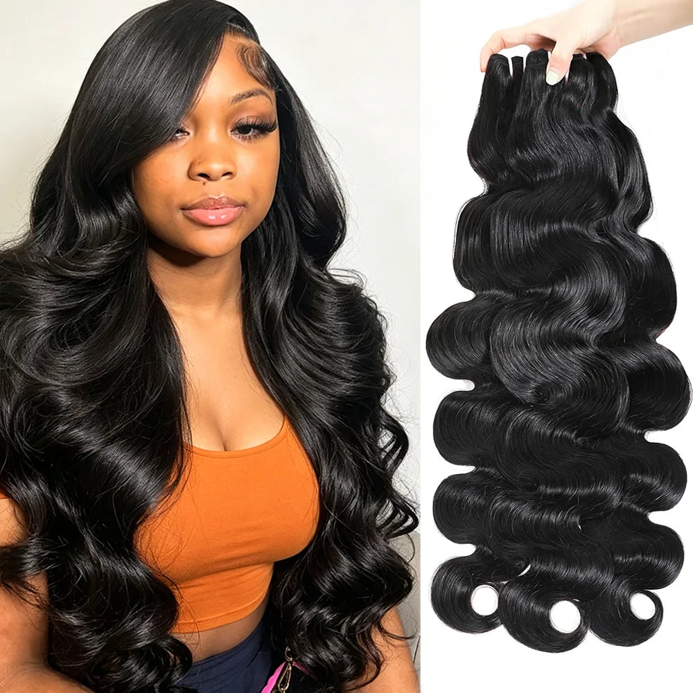 30 32 Inch 16A Body Wave Bundles 100% Human Hair Brazilian 2 3 4 Pcs Virgin Weave Raw Hair Double Weft Thick Human Hair Bundles Extensions For Women