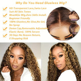 Highlight 5x5 Lace Front Wigs Human Hair 4/27 Ombre Deep Wave HD Transparent Lace Front Wigs 200% Density with Baby Hair