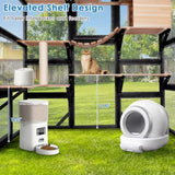 Large Catio Outdoor Cat Enclosure Window 73 H Walk-in Cat House Kitty Cage for Multiple Indoor Outdoor Cats Outside Patio with
