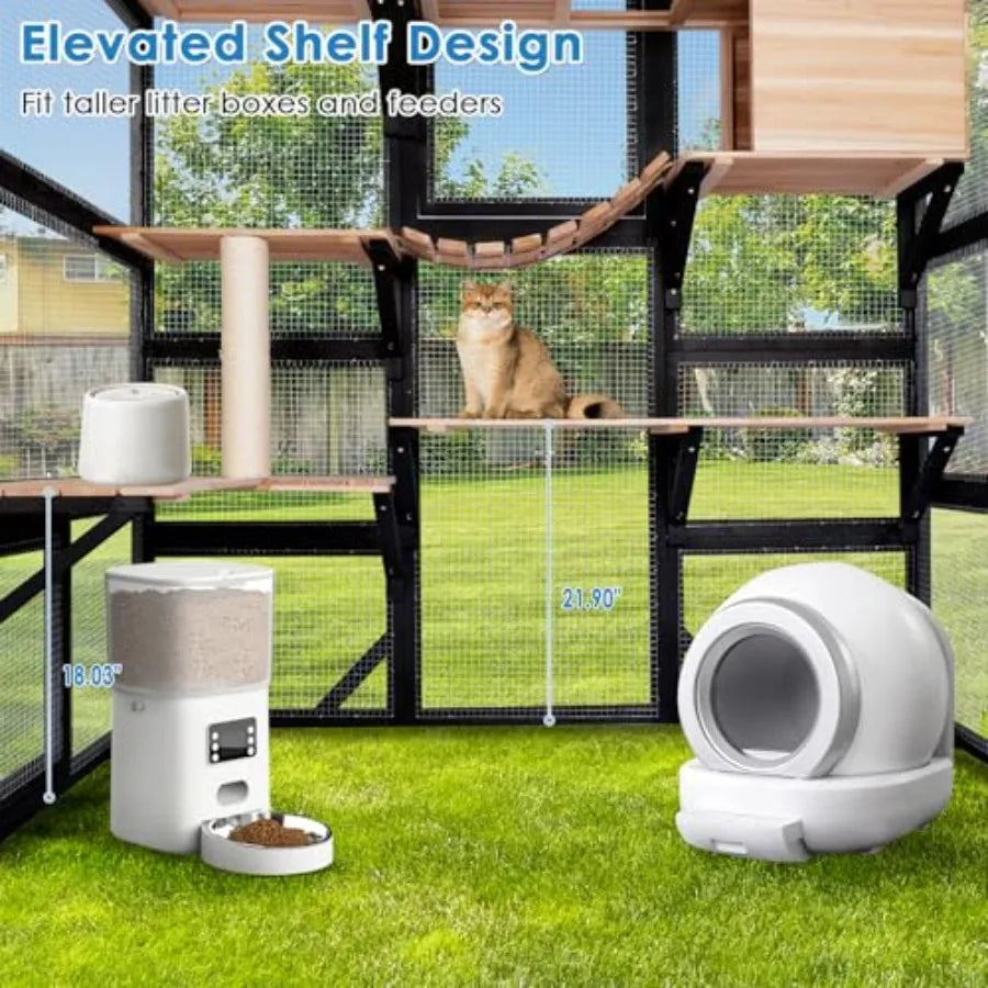 Large Catio Outdoor Cat Enclosure Window 73 H Walk-in Cat House Kitty Cage for Multiple Indoor Outdoor Cats Outside Patio with
