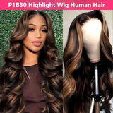 P1B30 Highlight Ombre Body Wave Human Hair Wigs 13X6 Hd Lace Frontal Wig