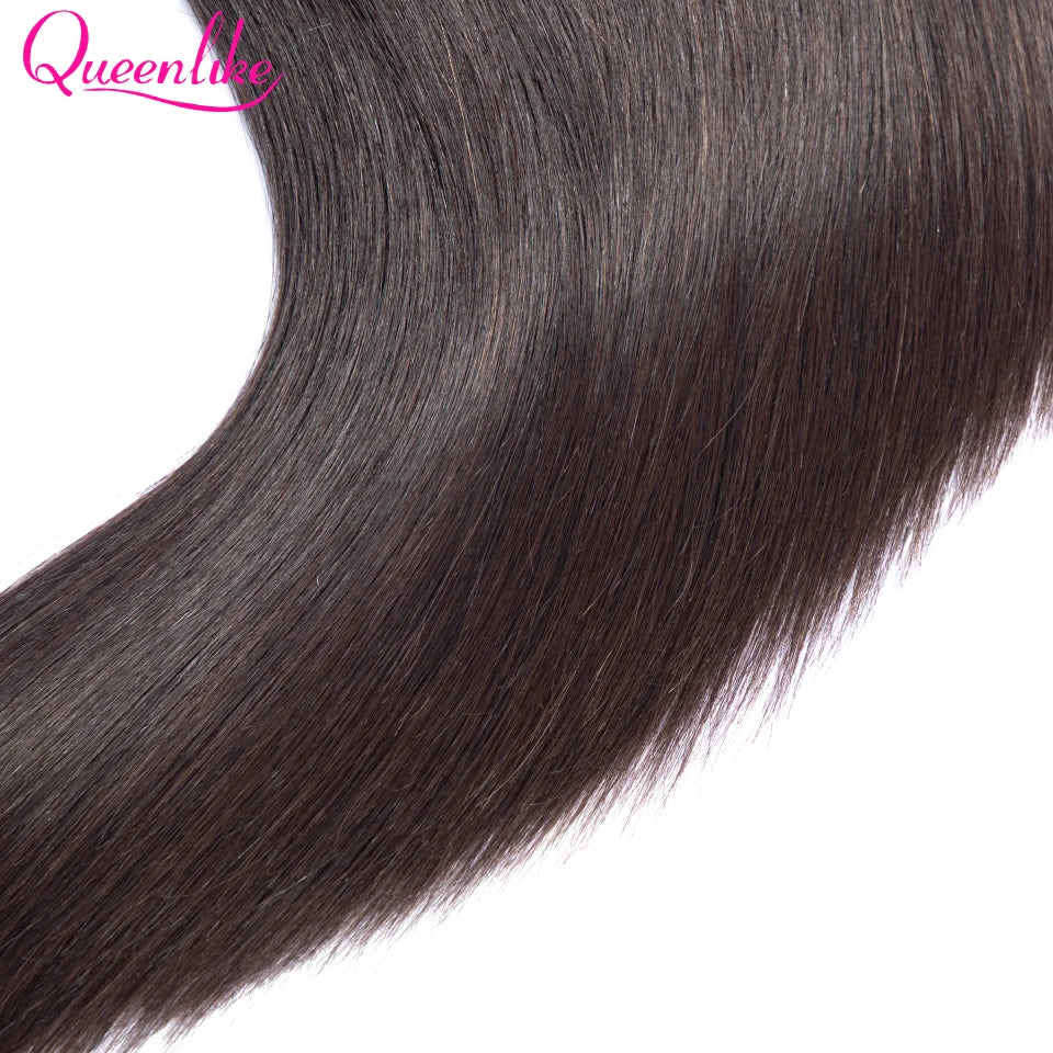 Queenlike 5x5 Lace Closure With Bundles Brazilian Weave 30 40 Inch Straight Human Hair Bundles With 6X6/13X4 Frontal Closures