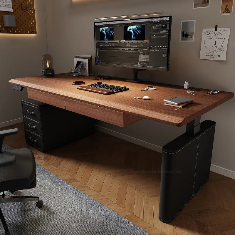 Modern Wooden Electric Height Adjustable Computer Desk High End Design Standing Desk Converter Study Desk Home Furniture FYCD