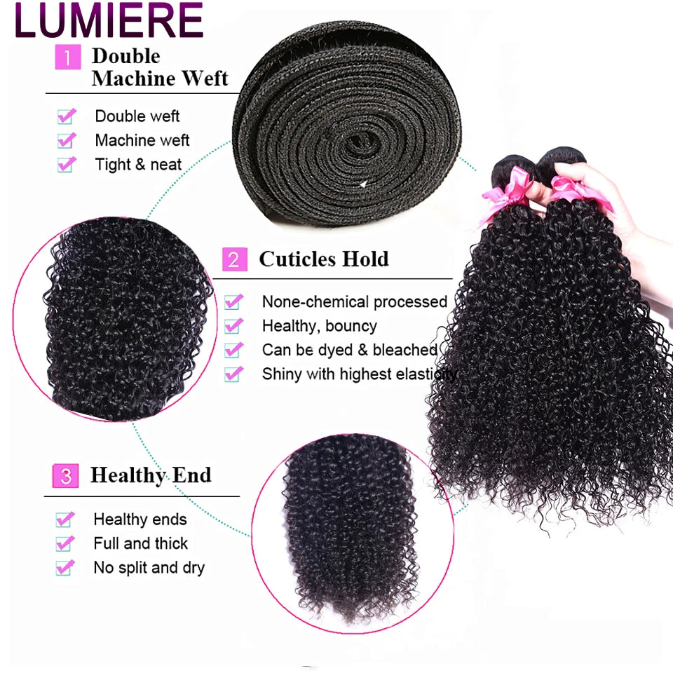 8-40" Afor Kinky Curly Human Hair 3/4 pcs Bundles Deal Brazilian Raw Hair Weave Bundle Virgin Human Hair Extensions Double Weft