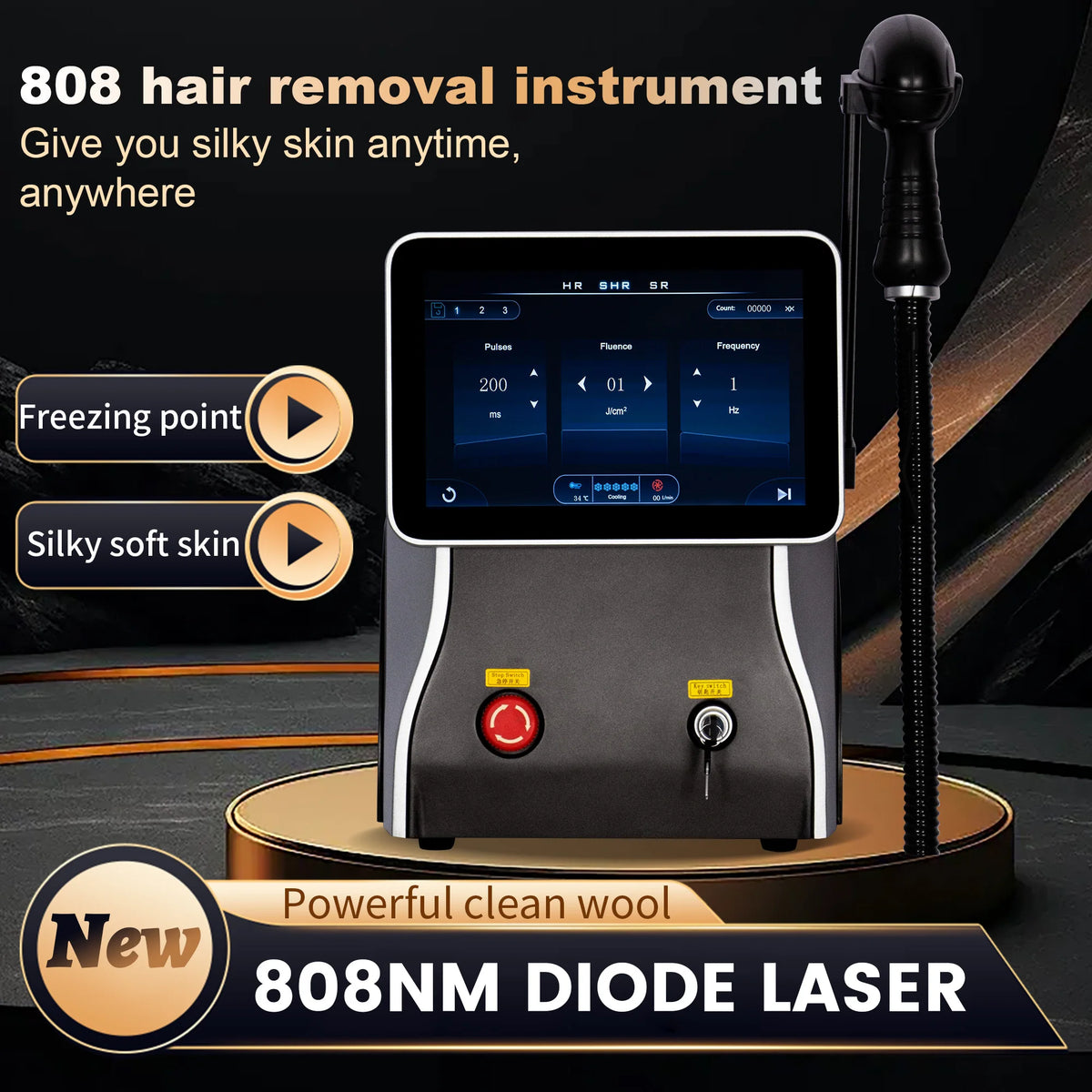 High Power 808 Laser Hair Removal Device 4 Wavelengths 755/808/940/1064 Diode Laser Hair Removal Machne Full Body Hair Removal