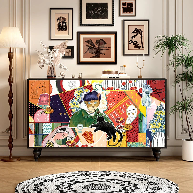 -*French side cabinet solid wood entrance entrance shoe cabinet integrated living room wall storage table