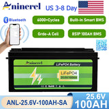 Aninerel 24V 100Ah 2560Wh Lithium LiFePO4 Battery with 100A BMS Perfect for RV Golf Cart Solar Power System Trolling Motor