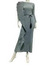 LANMREM Irregular Ruffled Pleated Maxi Dress Women Solid Color Round Neck Women's Elegant Festival Clothing 2024 Summer 2DA1460