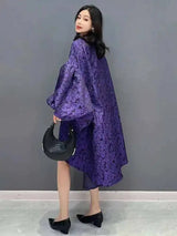 SHENGPALAE Korean Fashion Elegant Chic Dress Casual Loose Batwing Sleeve Robe Vestido Women's 2026 Autumn New Clothing 5R2243
