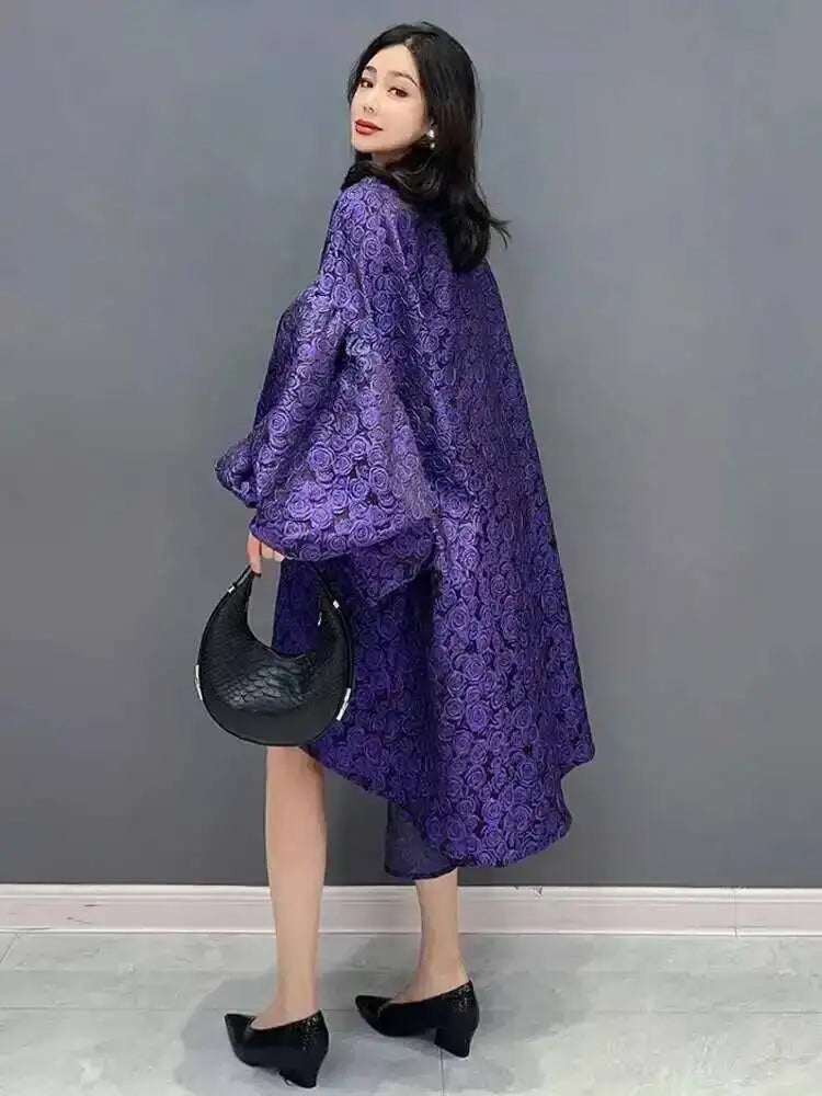 SHENGPALAE Korean Fashion Elegant Chic Dress Casual Loose Batwing Sleeve Robe Vestido Women's 2026 Autumn New Clothing 5R2243
