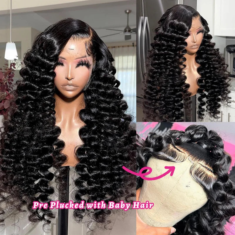 Loose Deep 13x6 Lace Front Human Hair Wig 30 40 Inches Brazilian Water