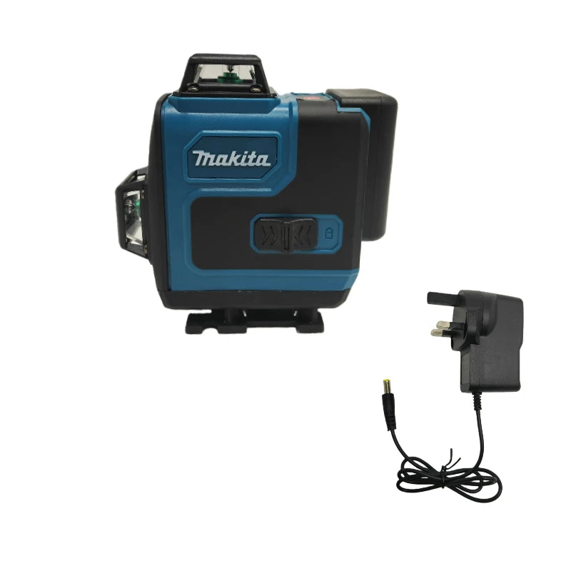 Makita Laser Level:Self-Leveling & Manual Modes,515nm Green Light,±4° Range,16 Lines,IP65,With Remote & Battery for Alignment
