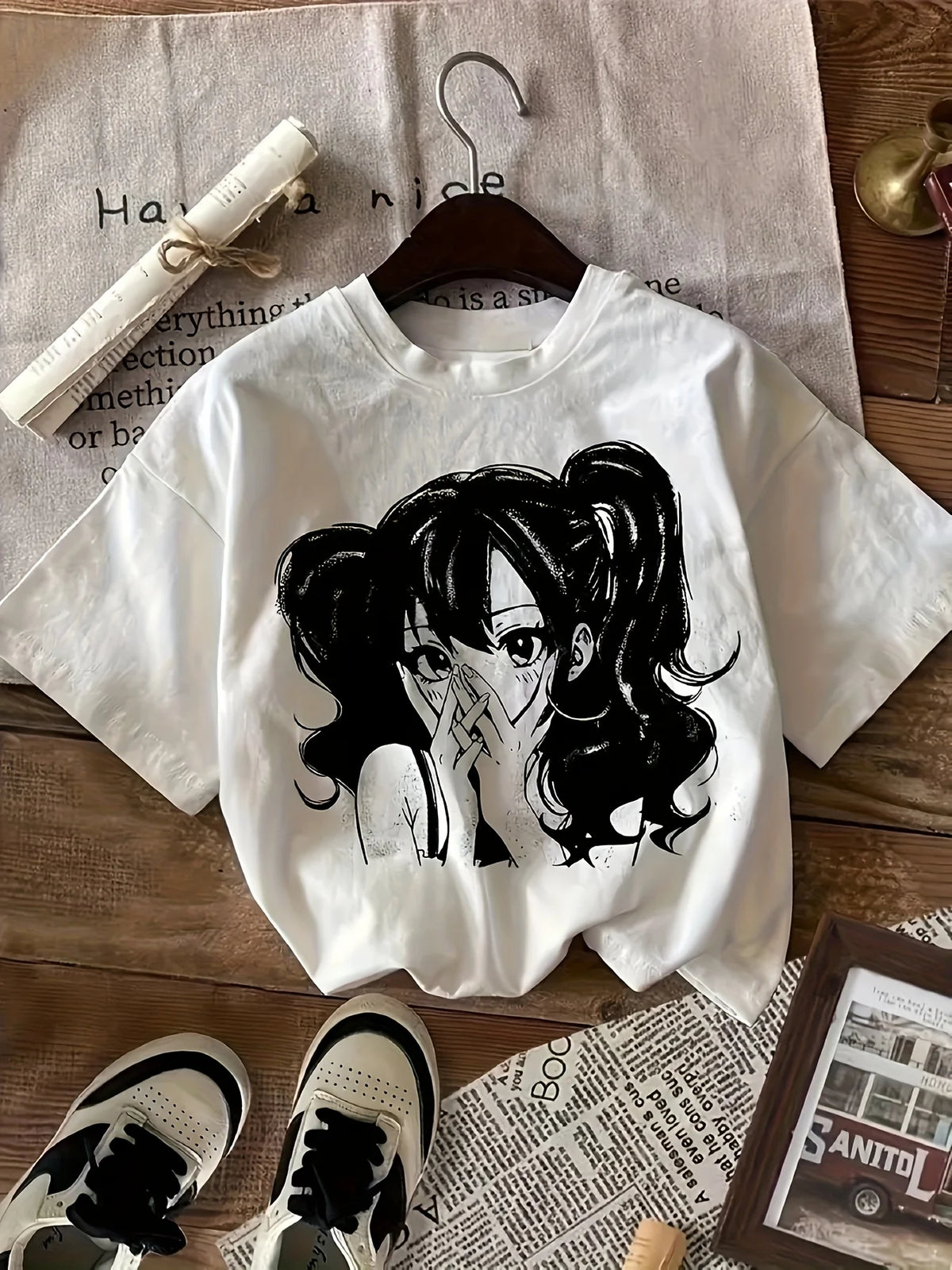 Graphic Print T-Shirt, Short Sleeve Crew Neck Casual Top for Summer And Spring, Women'S Clothing
