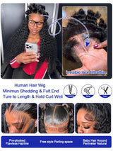 300% High Density Water Wave Human Hair Wigs HD Transparent 13x6 13x4 Deep Wave Lace Frontal Wig Brazilian Real Virgin Hair 40 42 Inch Jerry Curly Lace Front Human Hair Wigs For Women Wet and Wavy Frontal Wigs Preplucked Hairline Bleached Knots