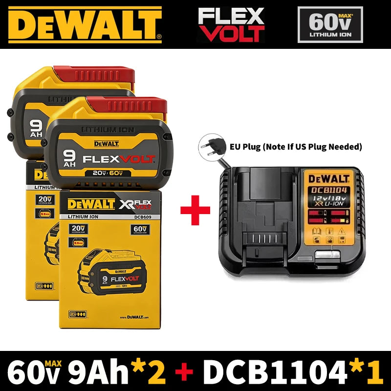 Original Dewalt Flexvolt Battery 20V/60V 9Ah Lithium Ion 18V/54V Battery 180 Watt Hours 6X Runtime 60V Max Replacement Li-ion