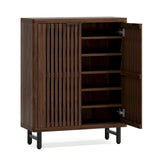 Tribesigns 6-Tier Shoe Cabinet with Louvered Doors, Large Wooden Shoe Storage Cabinet with Adjustable Shelves