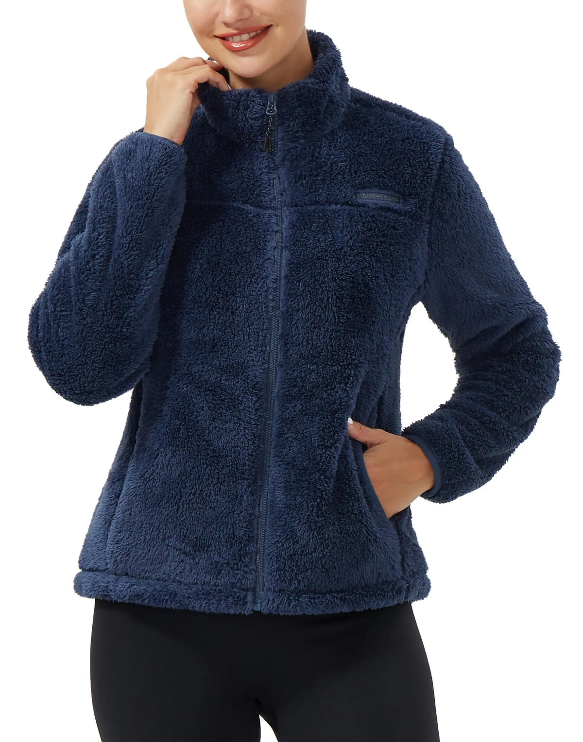 Pioneer Camp Women's Fuzzy Fleece Jacket Lightweight Full Zip Up Warm Soft Fleece Coat for Spring Fall Winter