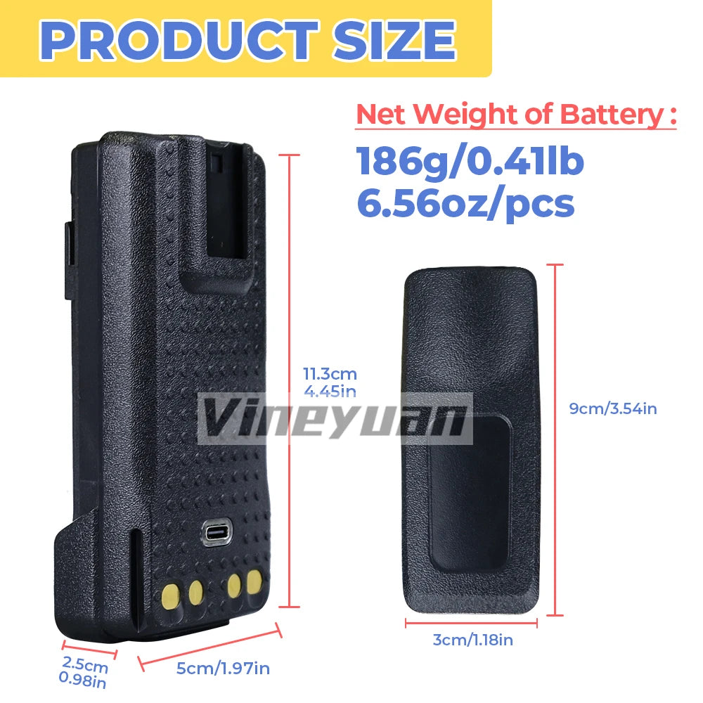 5000mAh PMNN4409AR Type-C USB Replacement Battery for Motorola APX4000 XPR3500 XPR7380 XPR7550 GP338D+ XIR P8660i Two Way Radios