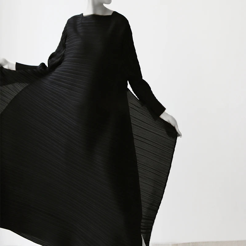 Miyake Pleated Original Design Large Size Dress Women's Spring Summer New Korean Style Causal Long Loose Clothes