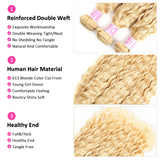 8-32 inch Deep Wave Human Hair Bundles Remy Brazilian Hair 613 Blonde