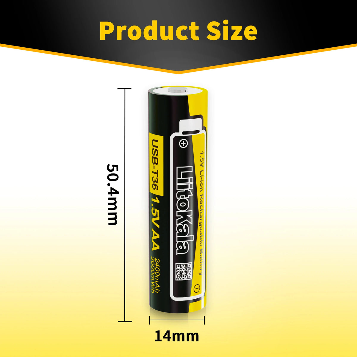 Liitokala USB-T36 1.5V AA 3600mWh Li-Ion Rechargeable Battery 1200 Cycle Type-C AA 2400mAh Battery with 4-in-1 USB Cable