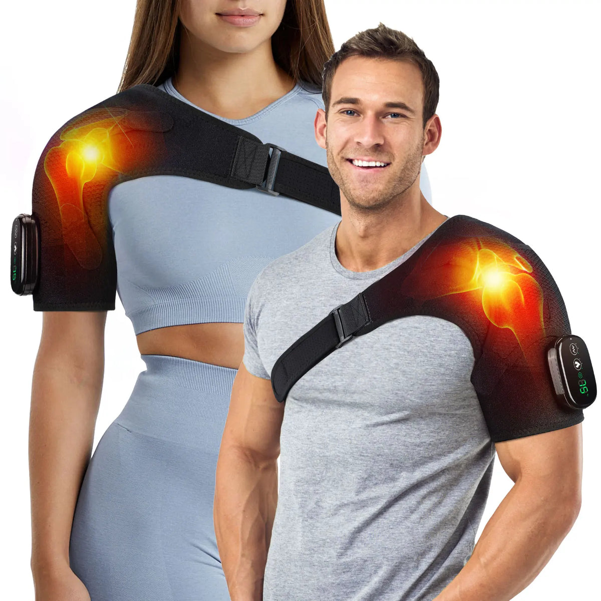Adjustable Electric Heating Shoulder Massage Belt with LED Hot Compress Back Support Shawl for Relaxation