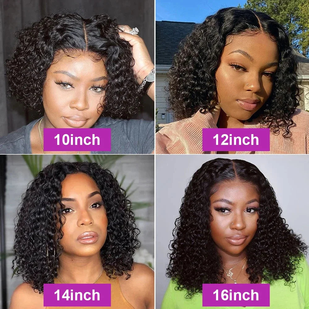 Short Bob Wigs Water Curly 13x4 13x6 Deep Wave HD Lace Frontal Wig For