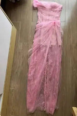 DEAT 2026 mesh dress for vacation,single straps high waist long vestido,pullover sheer fake two pieces party dresses