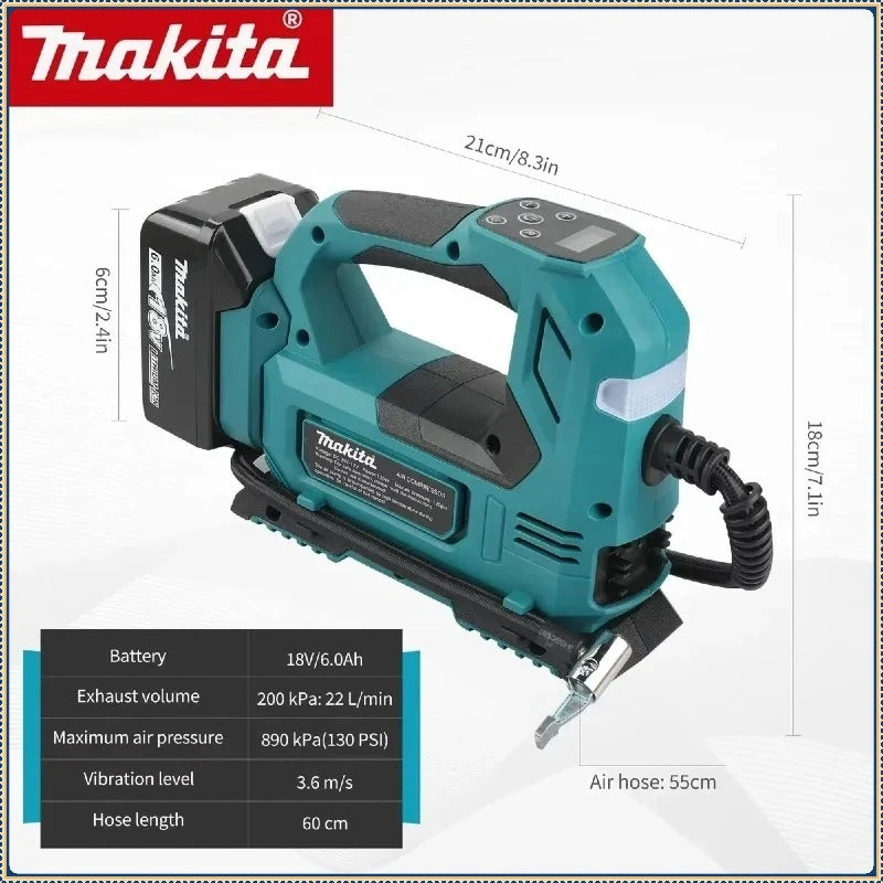 Makita Portable Cordless Tire Inflator Electric Air Pump with Digital Display Screen Air Compressor For Car Bicycle Tires Ball
