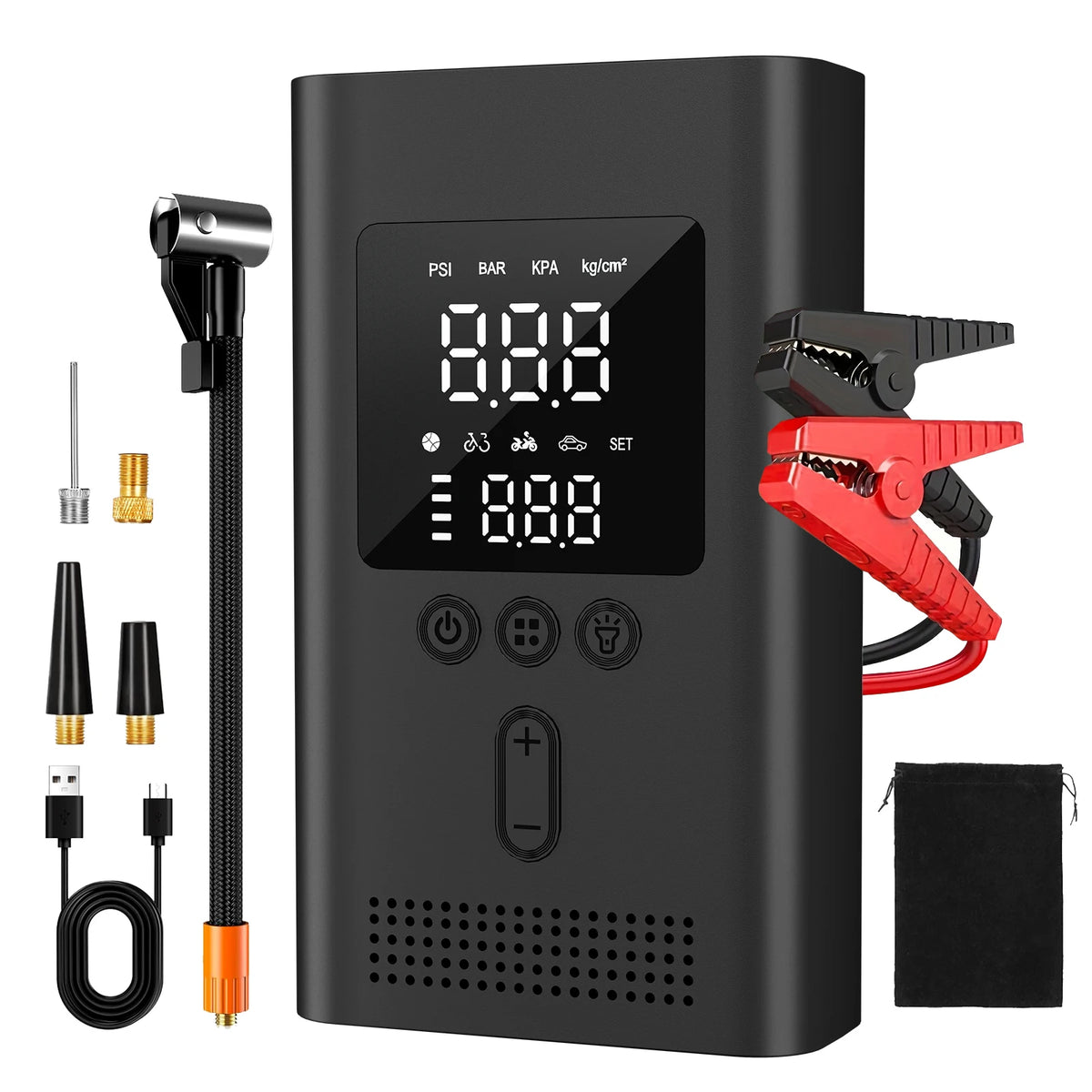 1500A Jump Starter Q9L with Air Compressor 150PSI Digital Tire Inflator Car Charger Booster Starting(9.0 Gas/6.5L Diesel)
