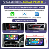 Road Top Radio Multimedia Linux Touch Screen For Audi A5 2008-2016 Wireless CarPlay Android Auto Airplay Car Player Function