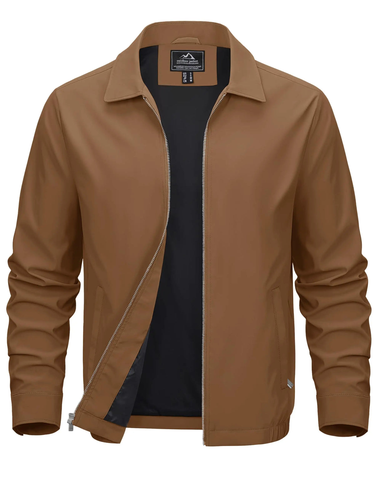Men's Lightweight Windbreaker Jacket Full Zip Casual Jacket Water-Repellent Coat with Zip Pockets Golf Work Outdoor