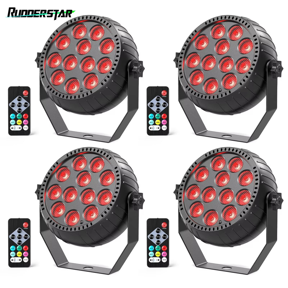 4PCS RGB Disco DJ Lights Wireless Rechargeable Par Lights 12LEDs Mini Stage Light for Party Bar Club Wedding Birthday Theater
