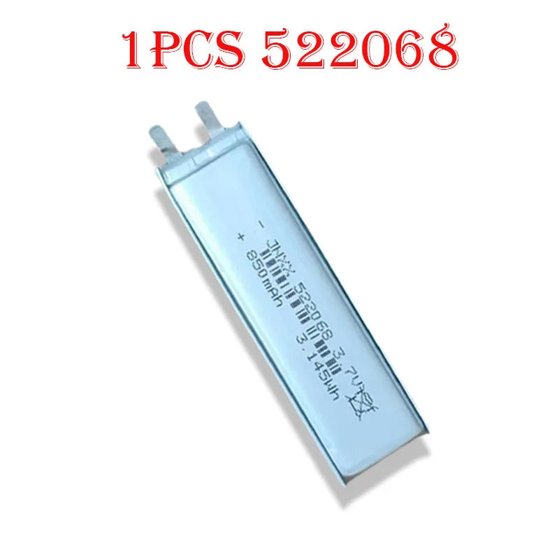 New Original 522068 3.7V 850mAh Rechargeable Polymer Lithium Battery Electronic Products Small Fan Digital LED Light MP3 MP4