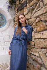 AS SS26 Lyocell light Denim pinstripe wrap shirt + dress matching set fashionable vitality women's outfit