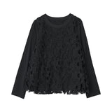 T-shirt imakokoni2025 original autumn sweet literary knitted lace long-sleeved women's top 255123
