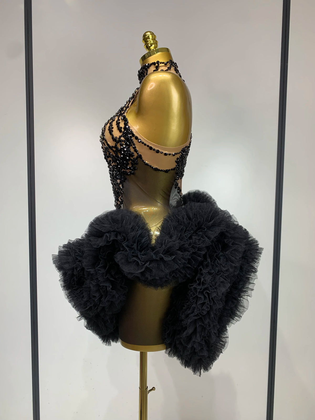 Luxury Women Sexy Sparkly Rhinestone Sleeveless Mesh See Through Bodycon Mini Birthday Dress Evening Party Performance Costume