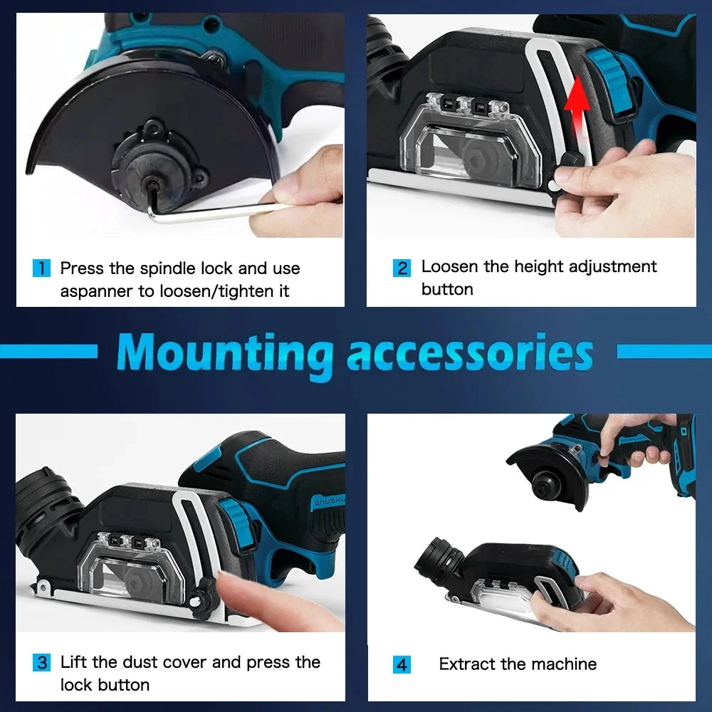 Makita  3 Inch Cordless Electric Angle Grinder 19500RPM Cut Off Tool Tile Cutter for Wood Tile Plastic Tool For 18V Battery