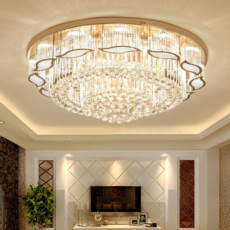 Modern Gold Square Circular Led Crystal Ceiling Lamp Living Room Hall Bedroom for Hotel  Luxurious Plafondlamp Ceiling Lights