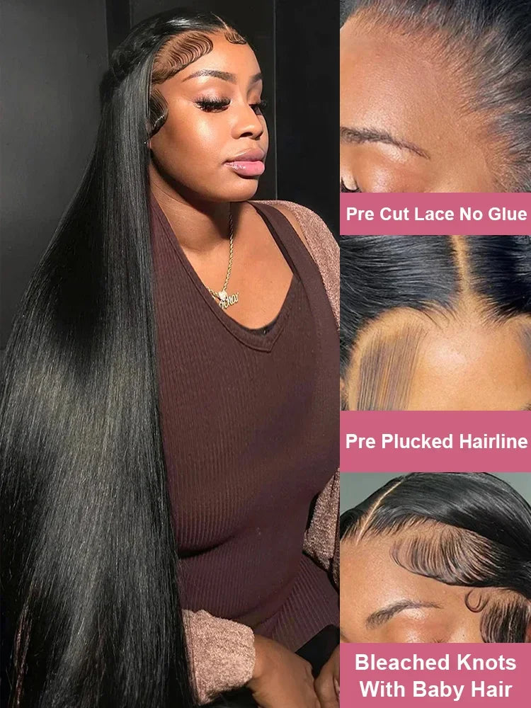 40 46 Inch 200 Density Frontal Wig For Black Women Brazilian Wigs Human