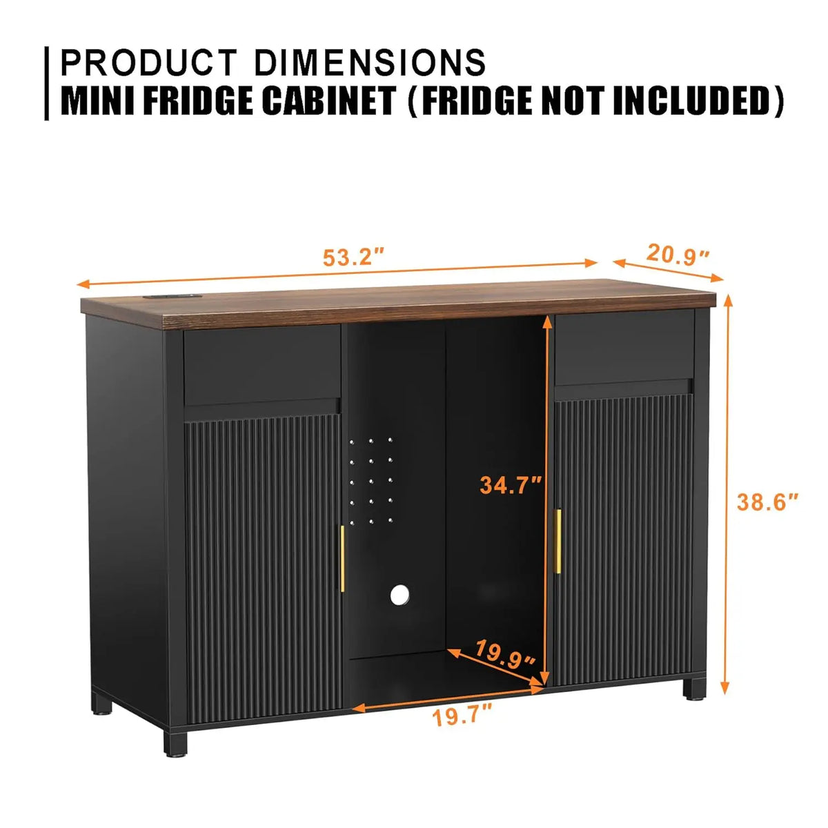 Large Coffee Bar Cabinet with Fridge Space, Mini Fridge Cabinet with Wine Storage, Buffet Sideboard Table for Home,, Customized
