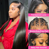 30 40 Inch 13x4 13x6 HD Transparent Bone Straight Lace Front Wigs 4x4