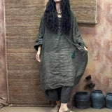 Spring Summer Arts Style Women O-neck Loose Batwing Sleeve Tee Shirt High Quality Linen Gradient Vintage Long Tops Tees T295