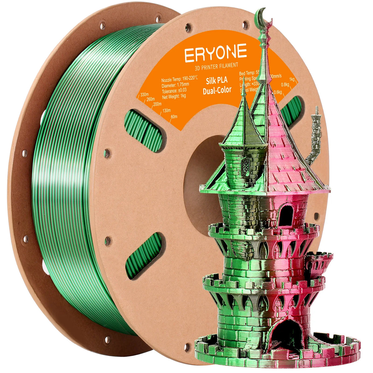 ERYONE 3/5/10KG Dual Color Silk PLA Filament 3D Print,Multicolor Available,Diameter:1.75mm,Tolerance:+/-0.03mm,1KG/Spool